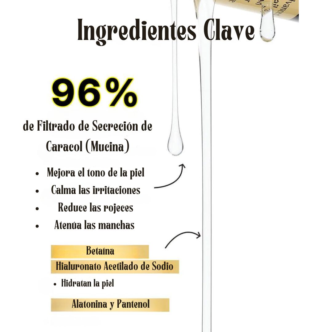 ingredientes clave esencia de mucina de caracol